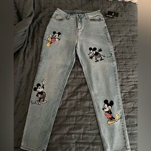 NWT Mickey Mouse Embroidered Mom Jeans